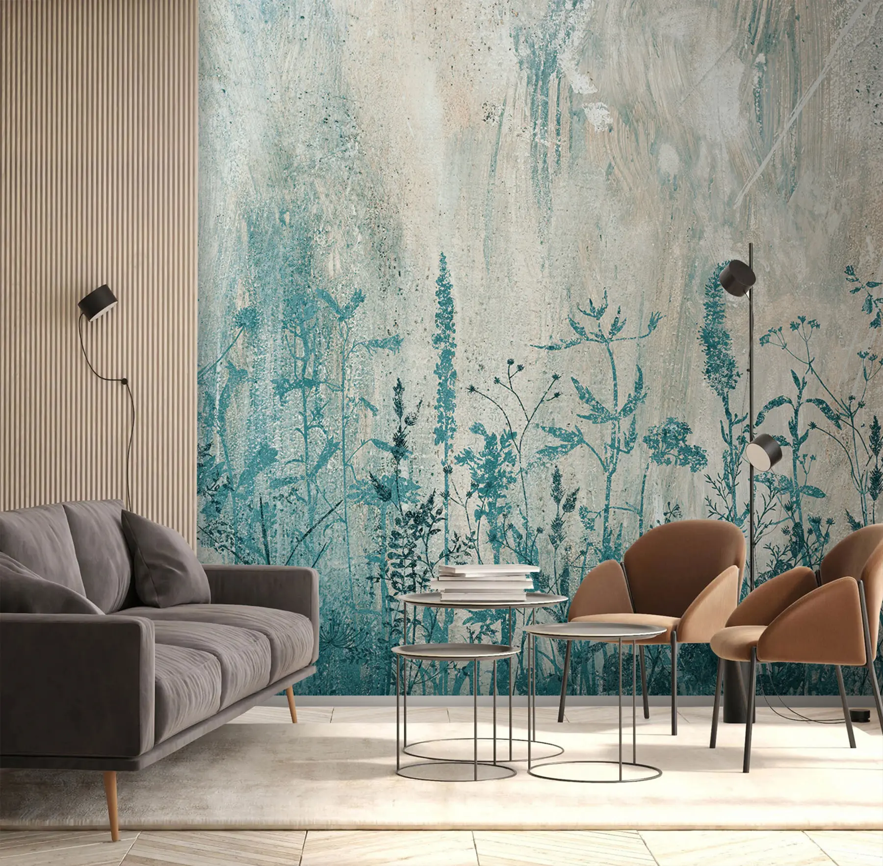 murales de pared Plantas verdes en una pared de concreto u93666