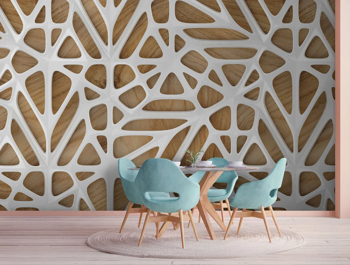 murales de pared Motivo blanco sobre fondo beige u93676