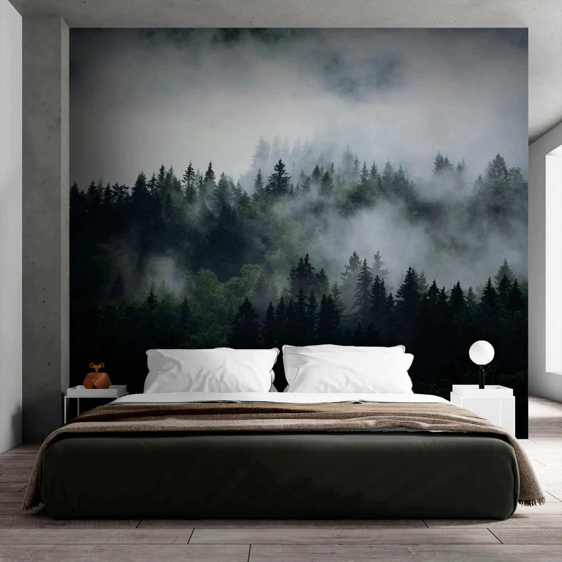murales de pared El bosque en la niebla de la mañana u74233