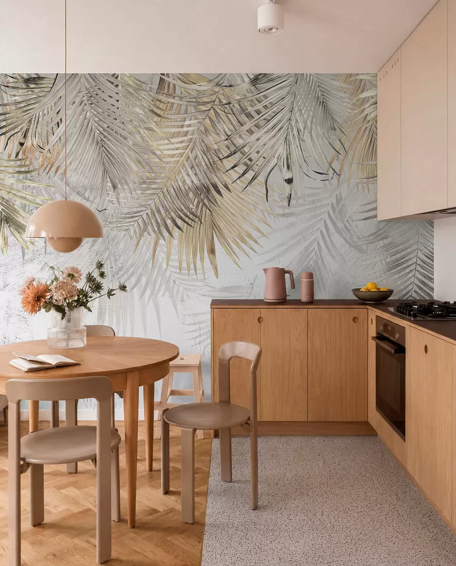 murales de pared Hojas tropicales ligeras al estilo del grunge u93843