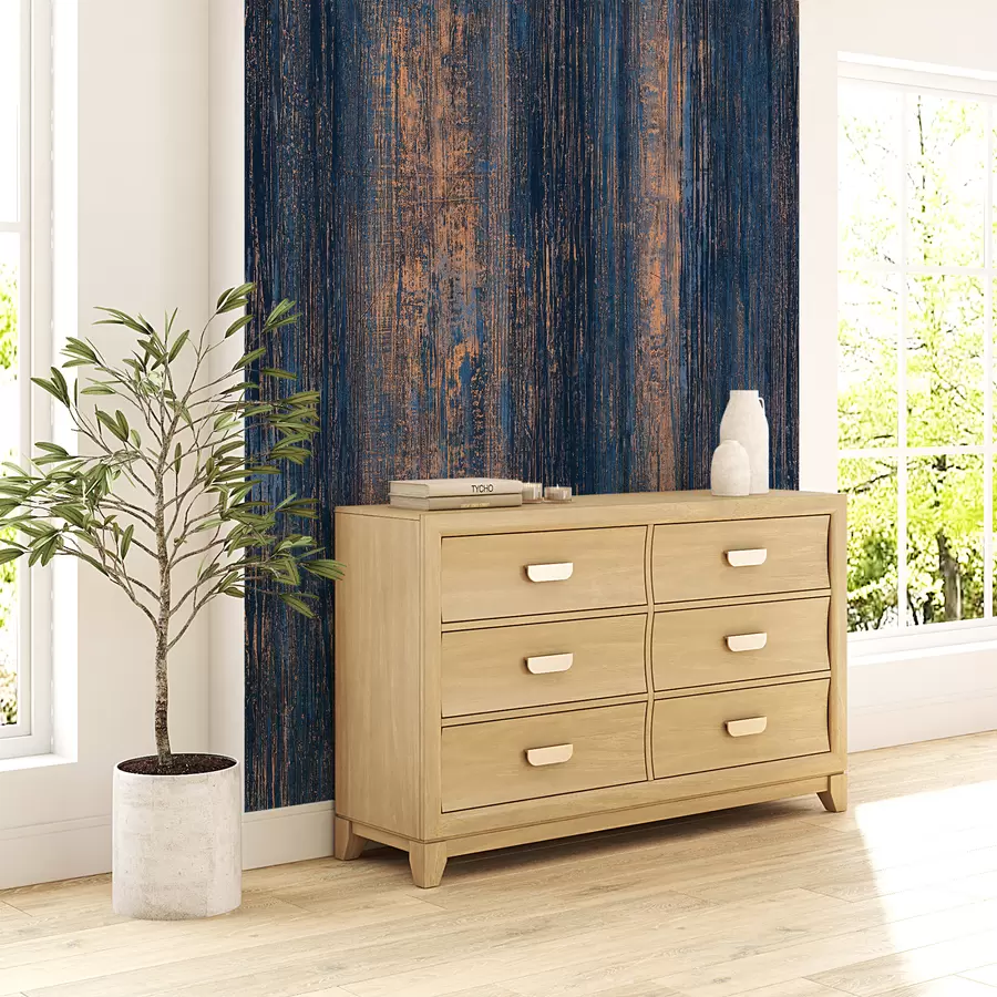 murales de pared Pared vieja marrón y azul u59478