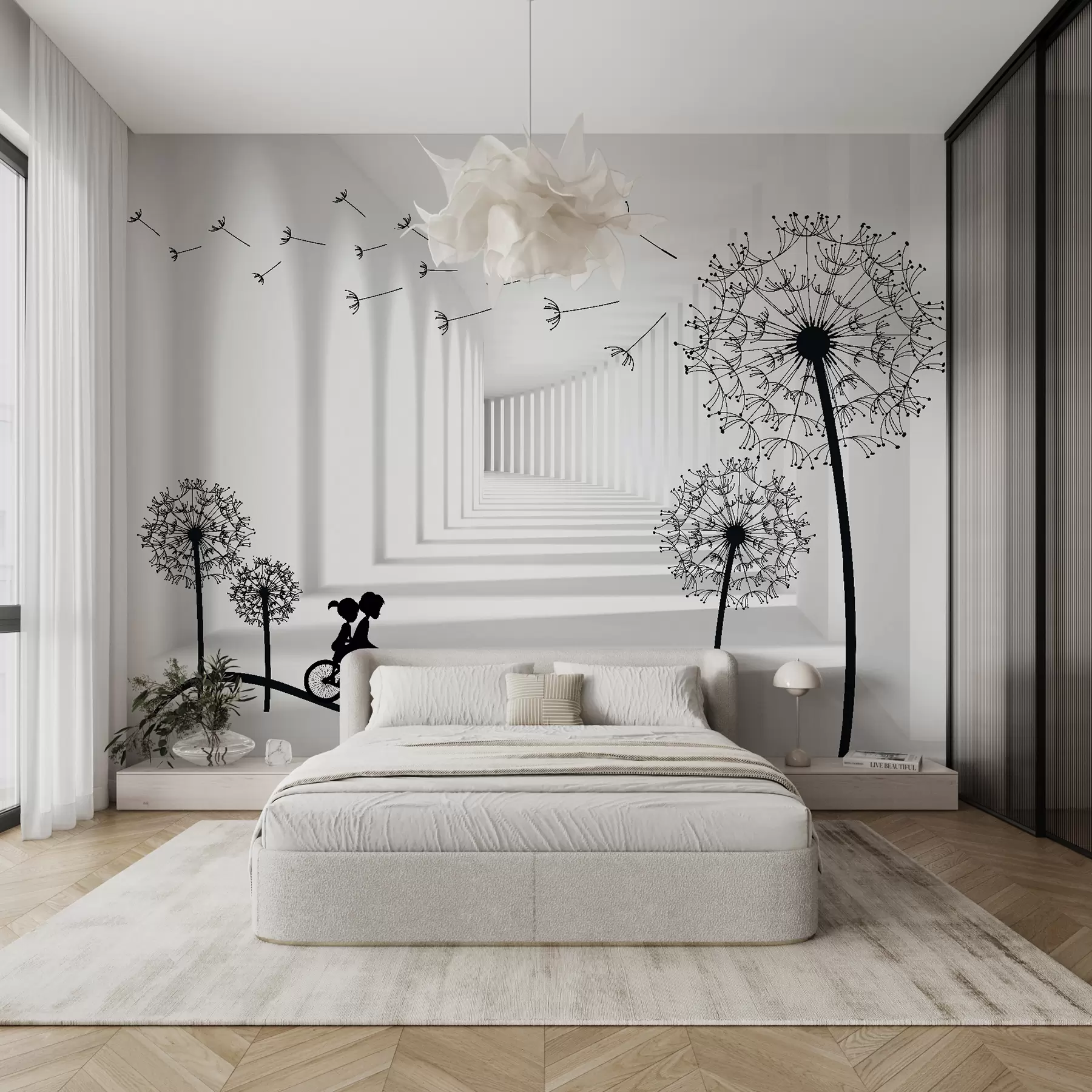 murales de pared Siluetas de dientes de león en el túnel u63551