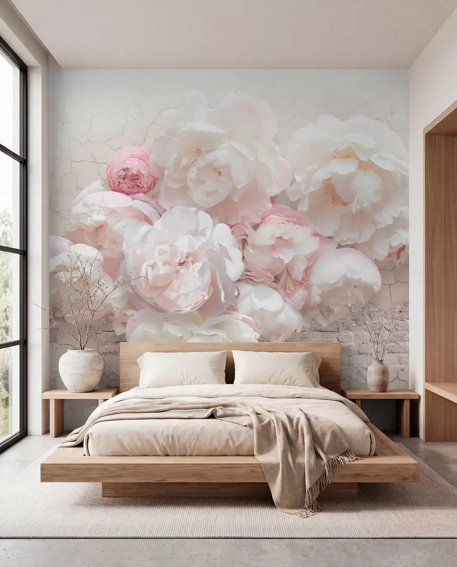 murales de pared Peonías sobre yeso gastado u79549