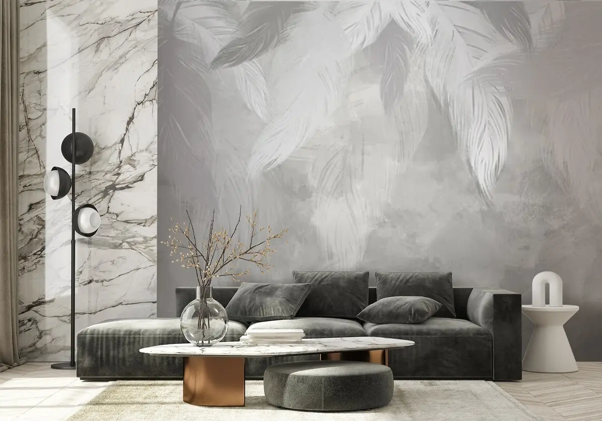 murales de pared plumas grises u71233