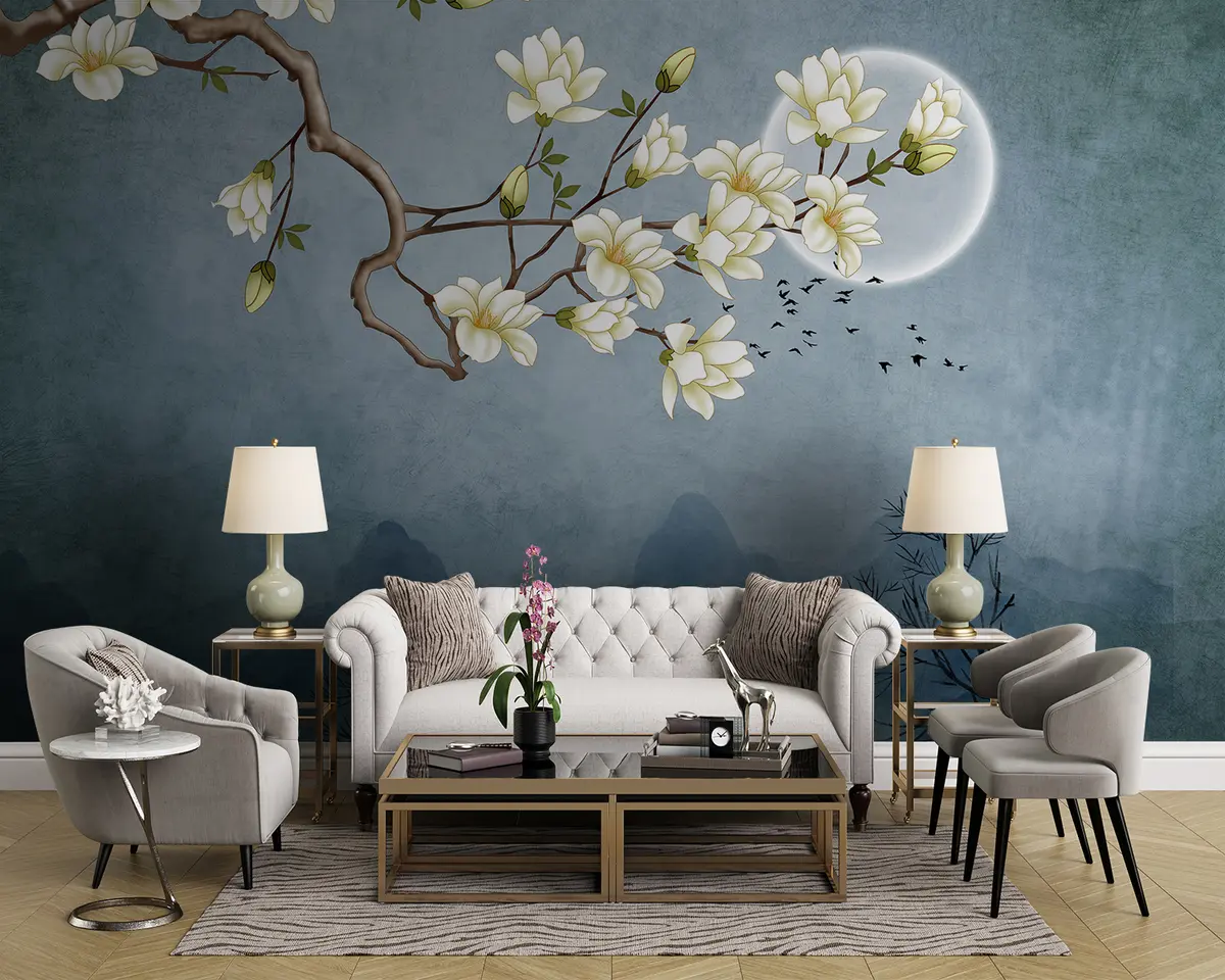 murales de pared Magnolia y luna u92999