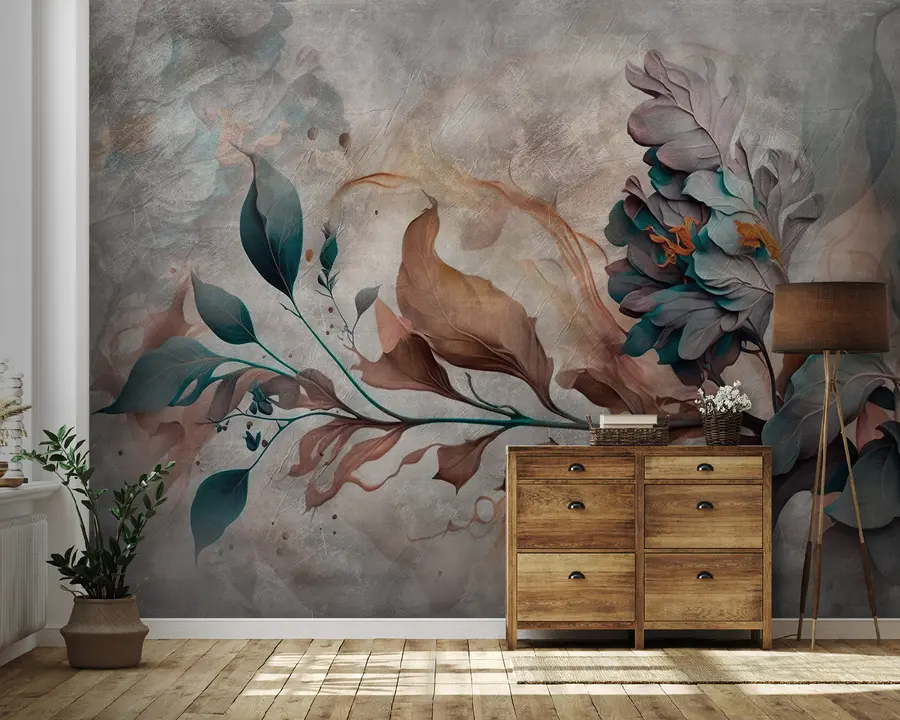 murales de pared Hermosa rama de colores u93917