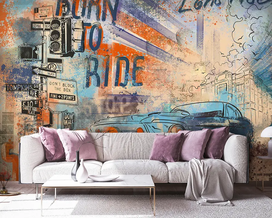 murales de pared Coche retro u93889