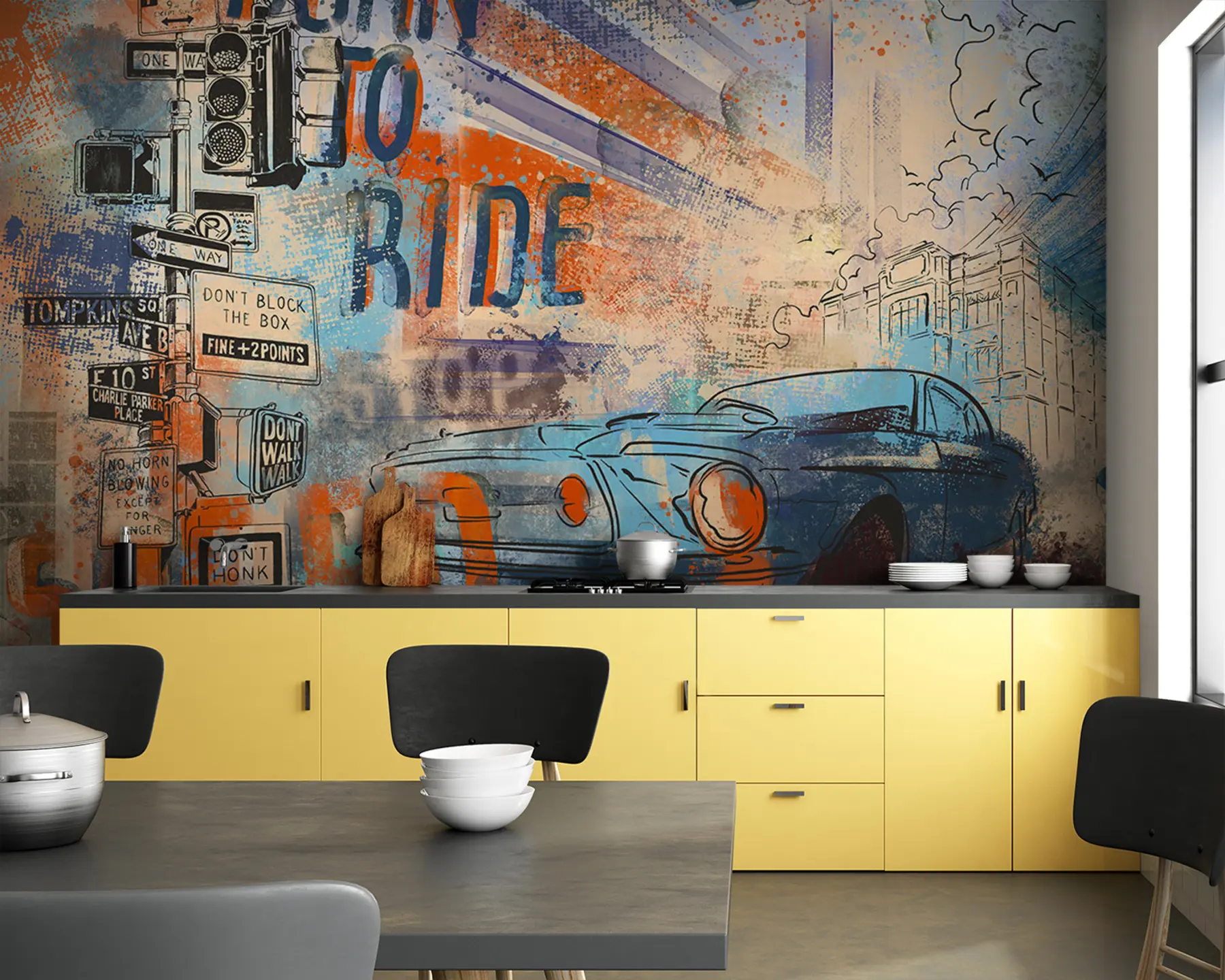murales de pared Coche retro u93889