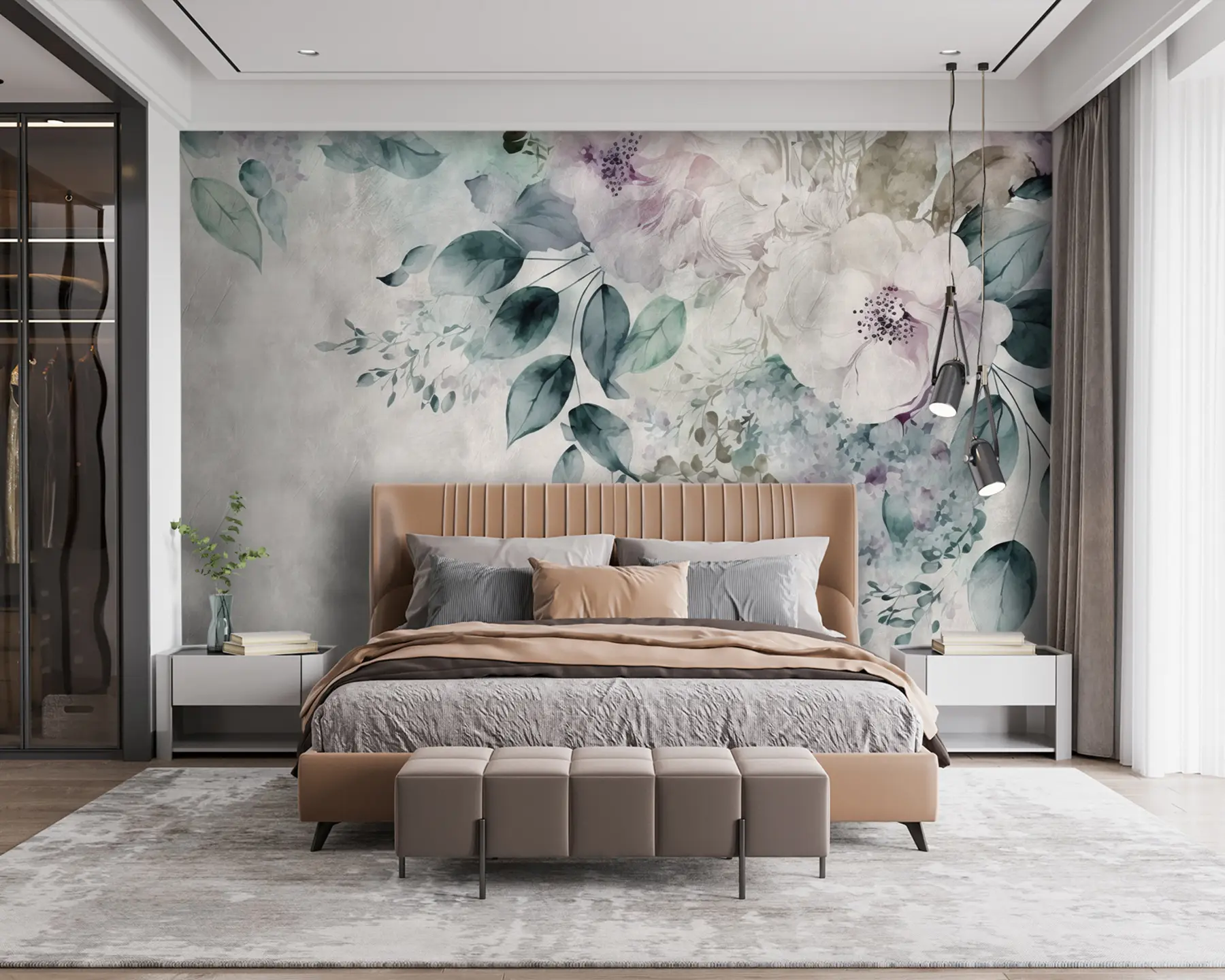 murales de pared Delicadas flores de acuarela u93940