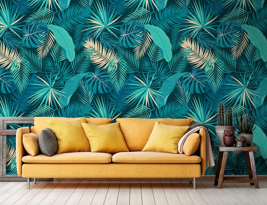 murales de pared Hojas de palma de la jungla tropical u74835