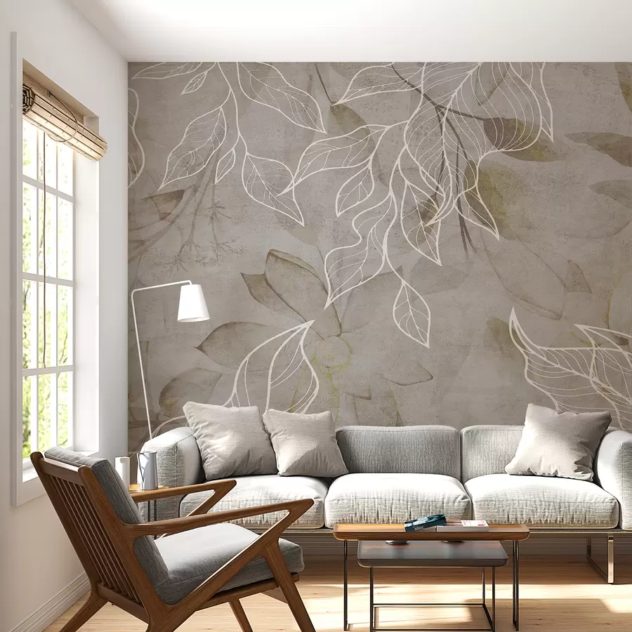 murales de pared Hojas de acuarela en colores delicados u75352