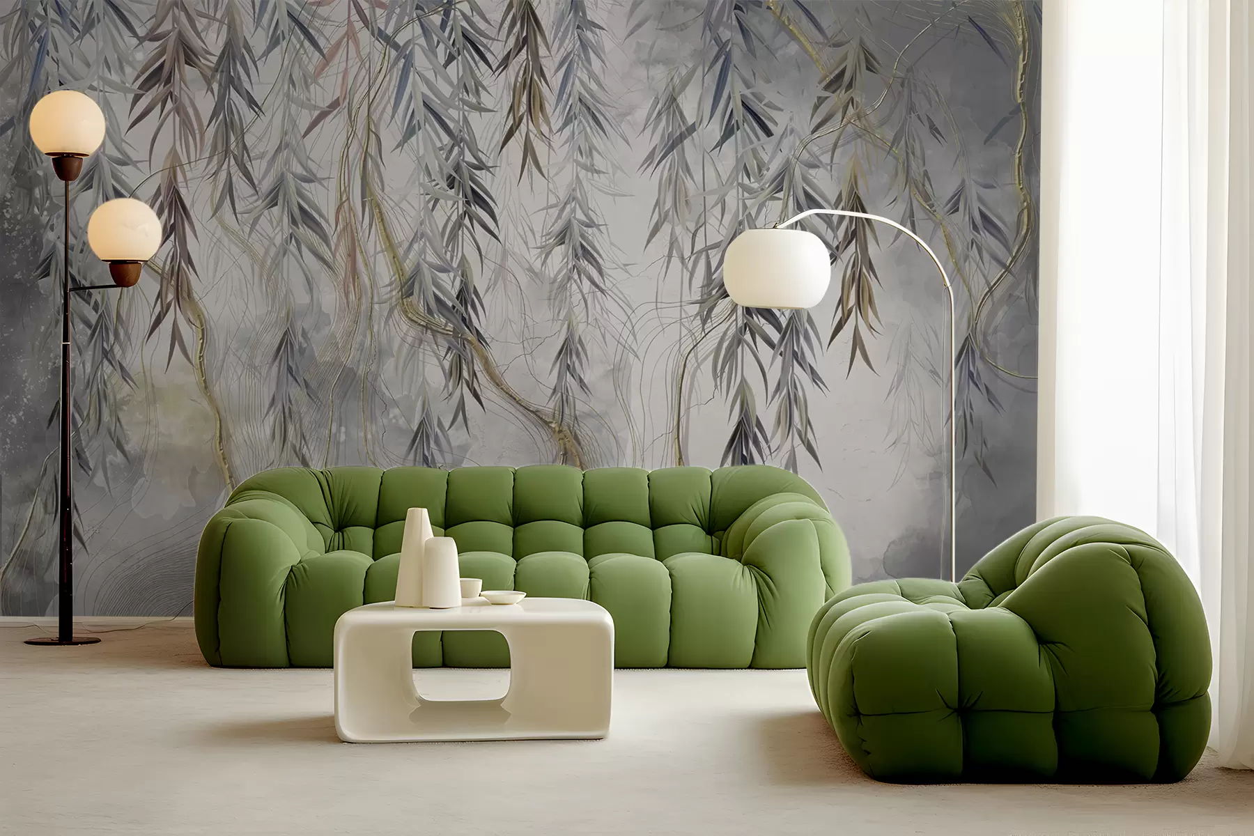 murales de pared Mármol mágico y hojas. u74185