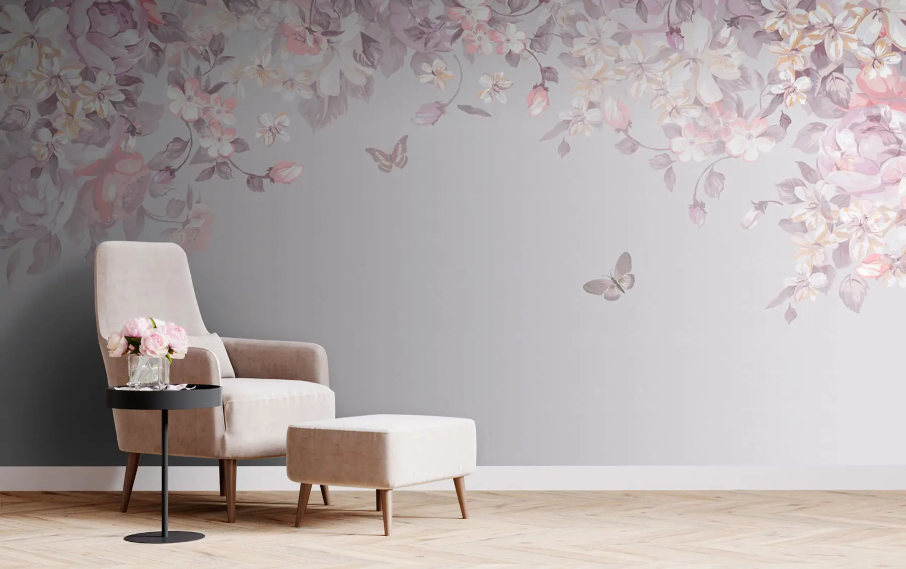 murales de pared Un jardín de boletos con flores y mariposas u94295