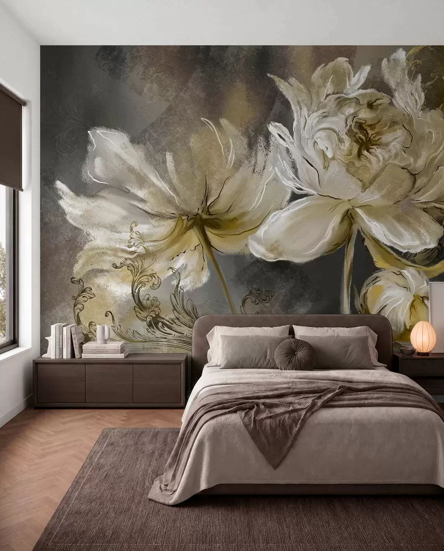 murales de pared Flores vintage sobre fondo de textura u78738