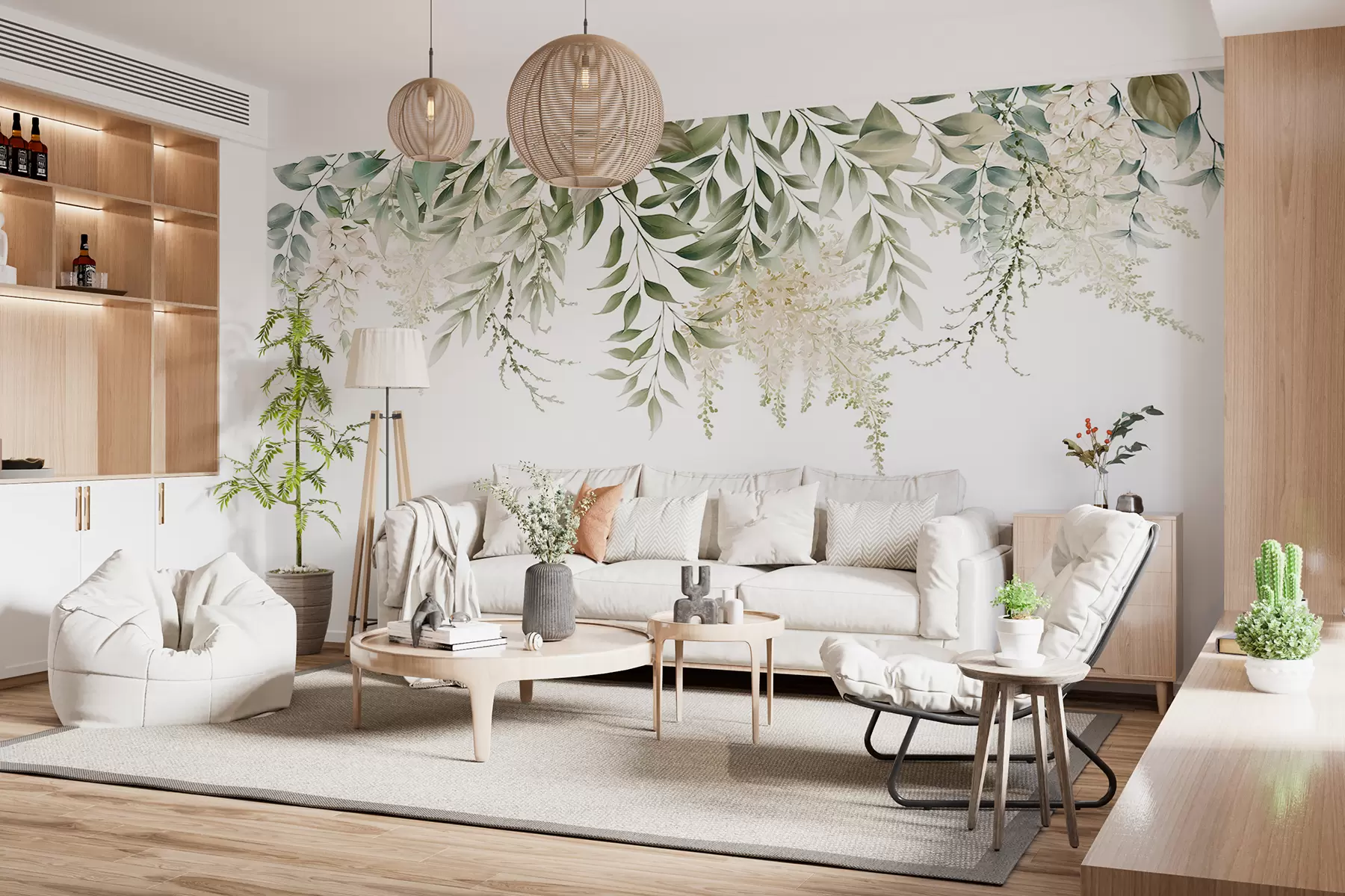 murales de pared Marco floral con greens de acuarela u94197