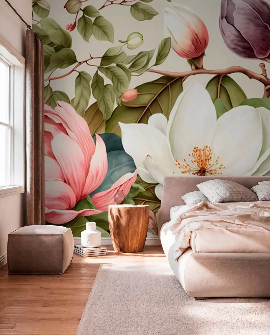 murales de pared pincel ligero de flores de acuarela u70654