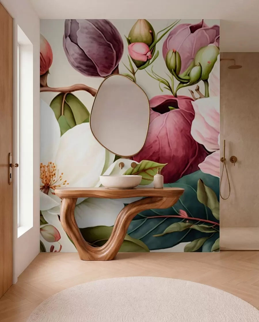 murales de pared pincel ligero de flores de acuarela u70654