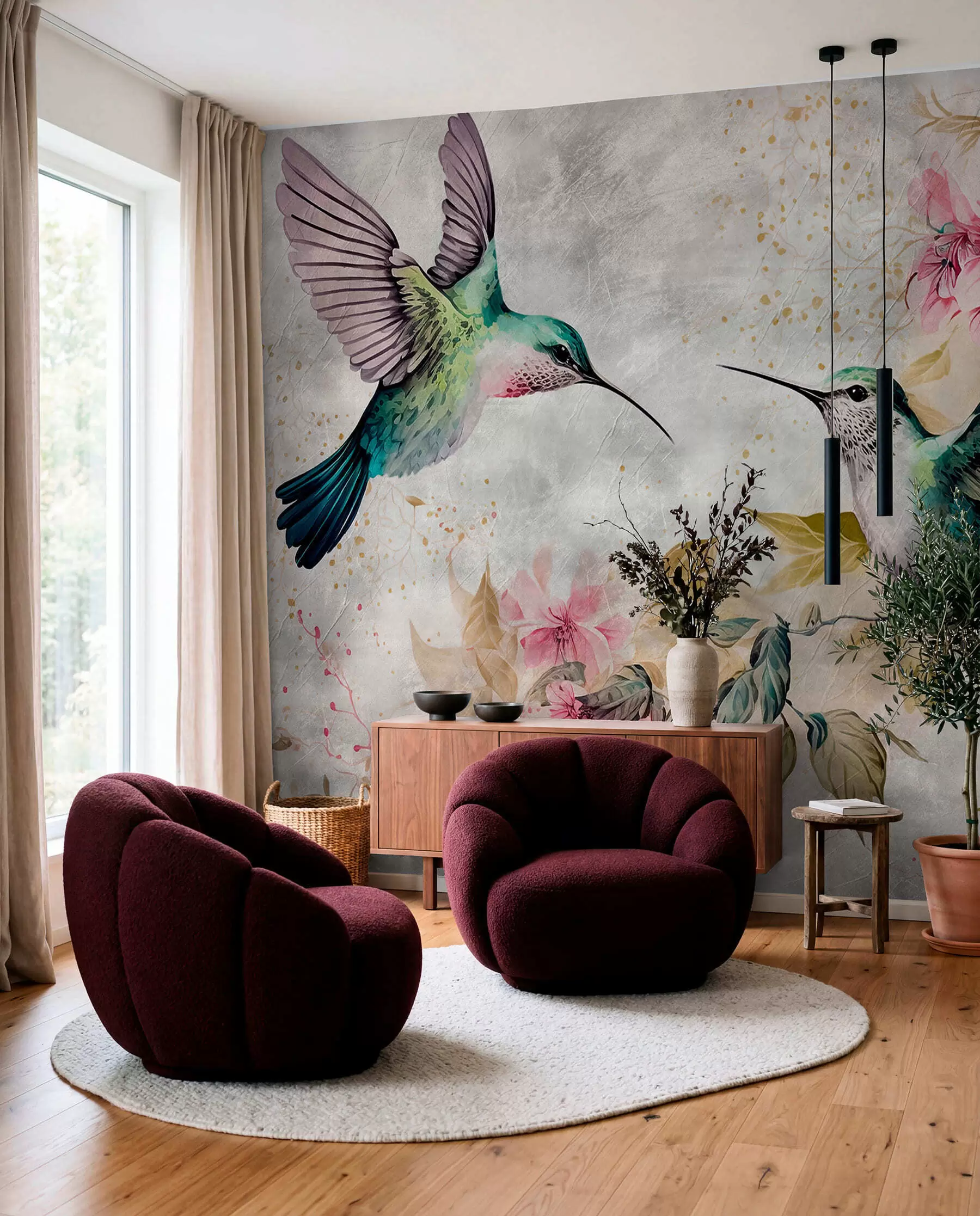 murales de pared Dúo de colibríes u93994