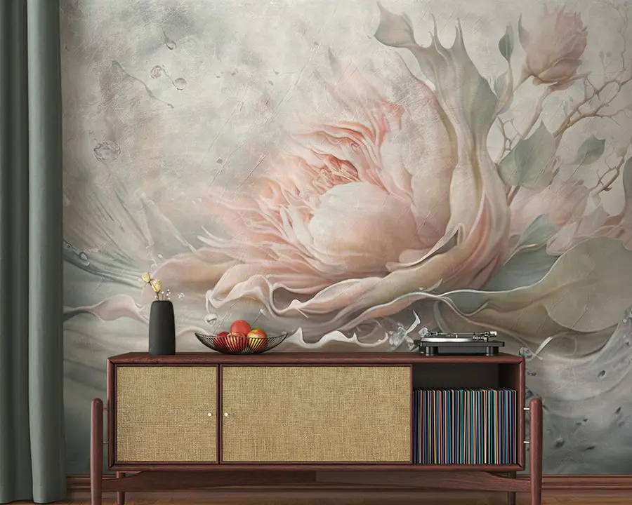 murales de pared Rosa acuarela grande dibujada a mano u94002