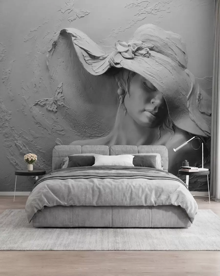 murales de pared Dama con sombrero esculpido u62592