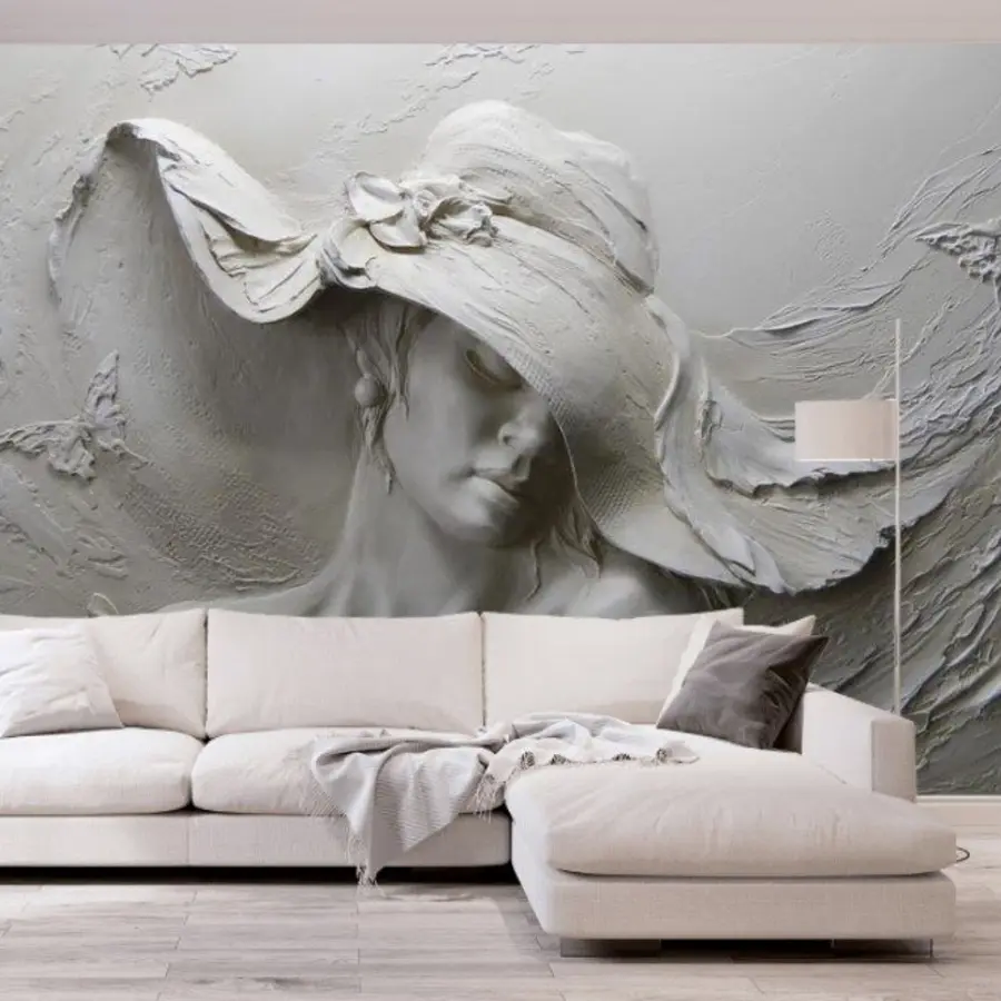 murales de pared Mujer con sombrero 3D u62592
