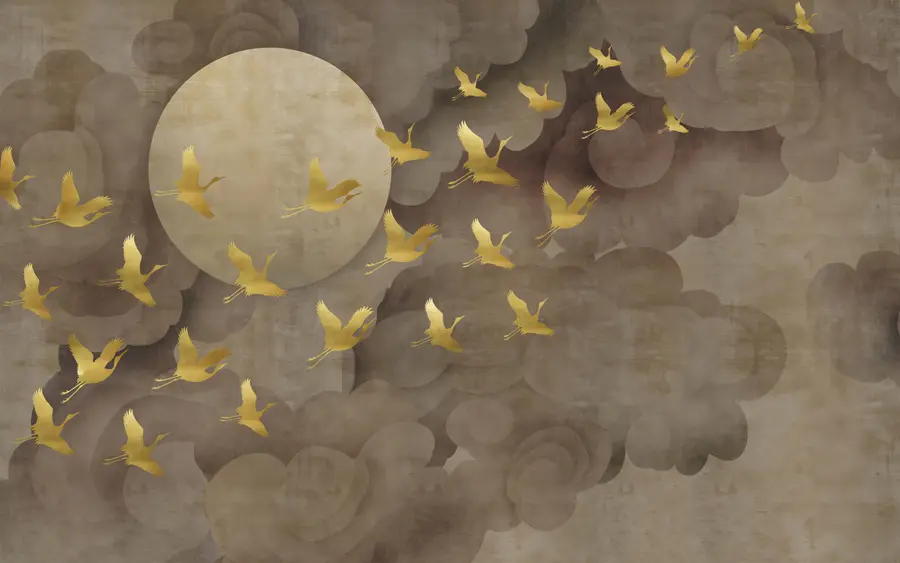 murales de pared Vuelo de cigüeñas al estilo chino u00554