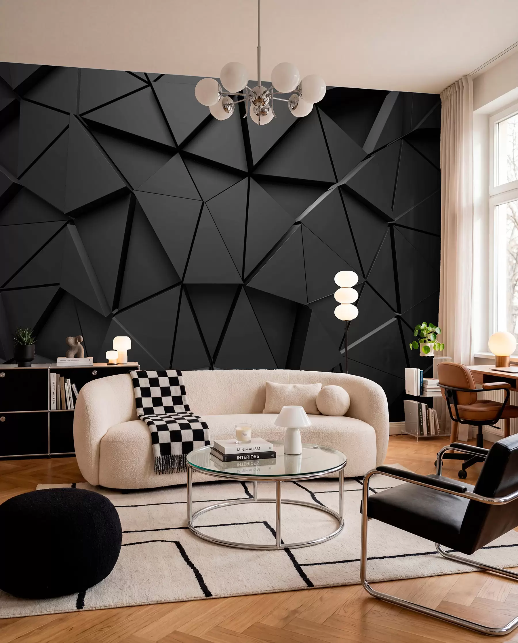murales de pared Mosaico de facetas grafito u03062