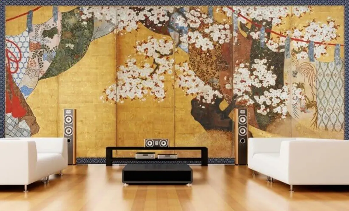 murales de pared Marrón, flor y rectángulo u04412