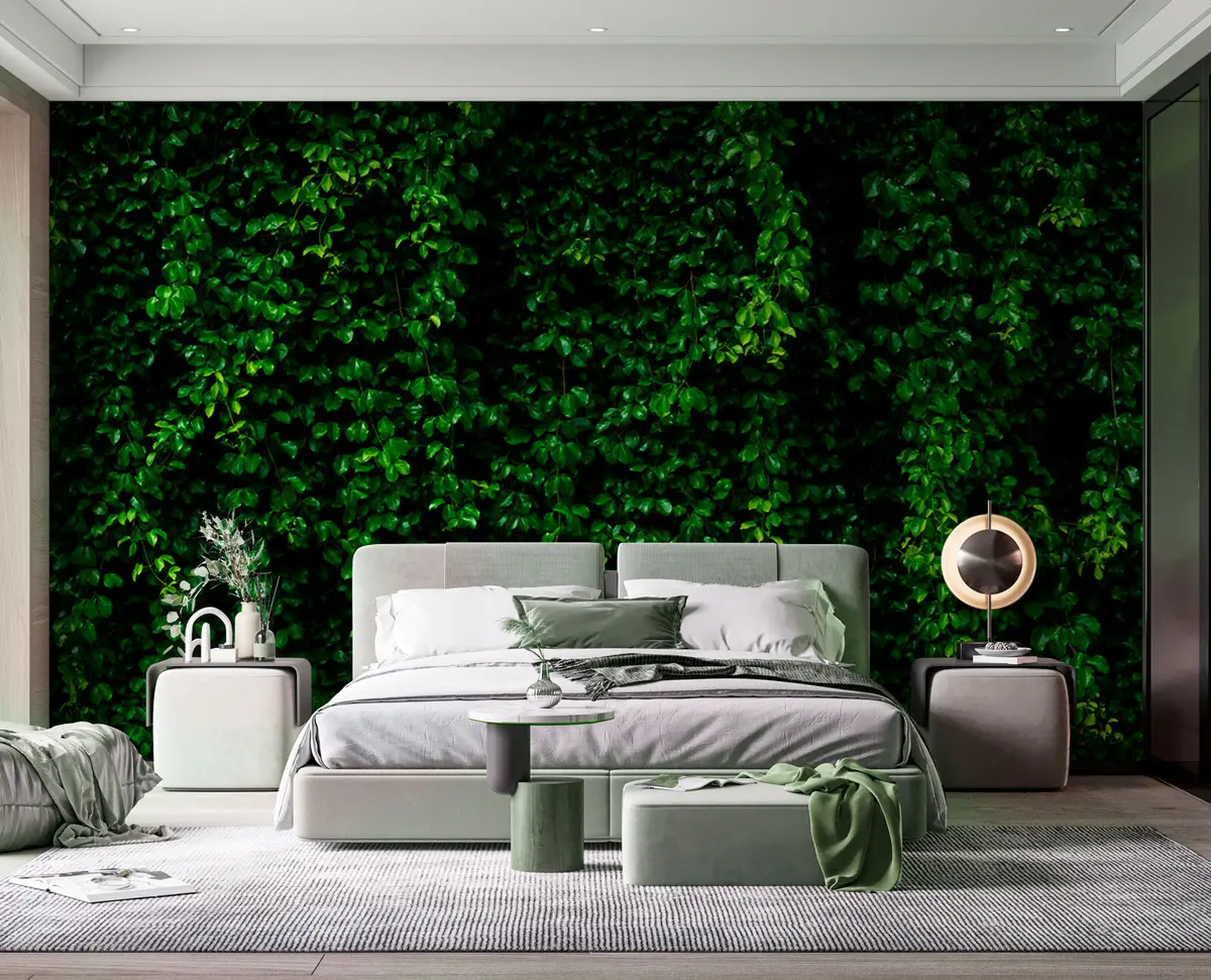 murales de pared hoja tropical verde oscuro u94381