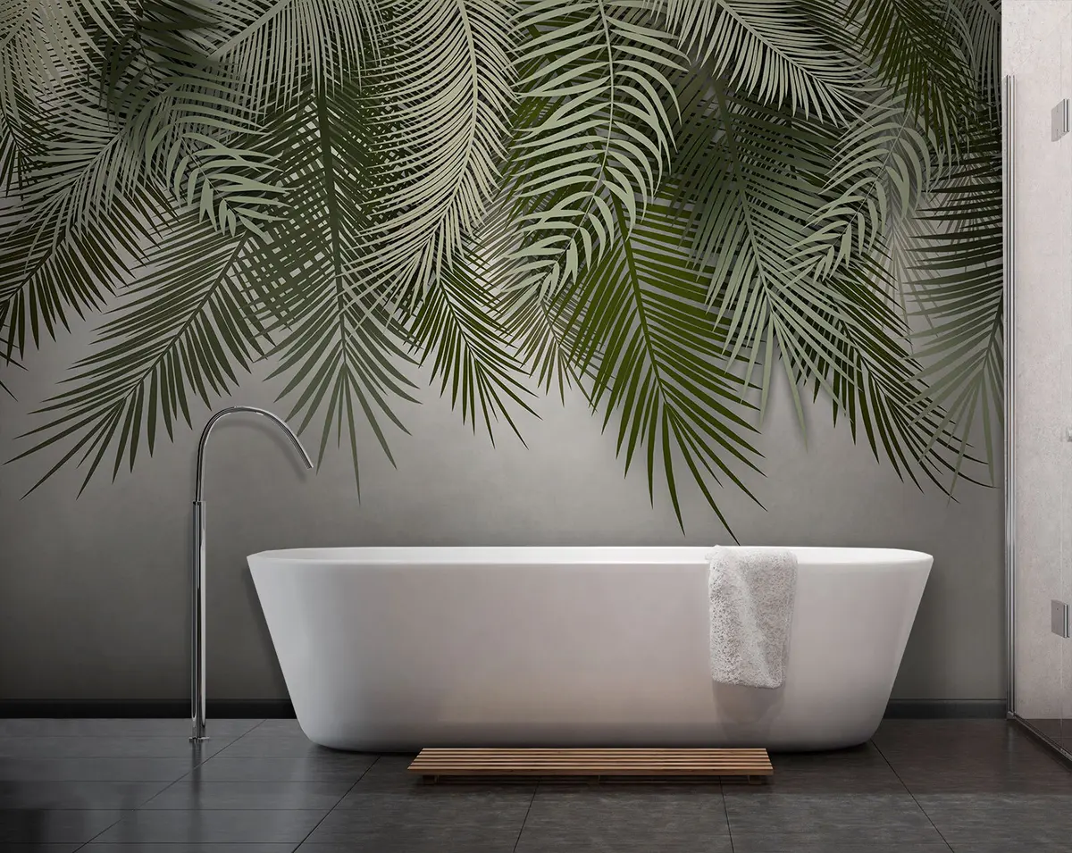 murales de pared Ramas de palma con hojas tropicales u94411