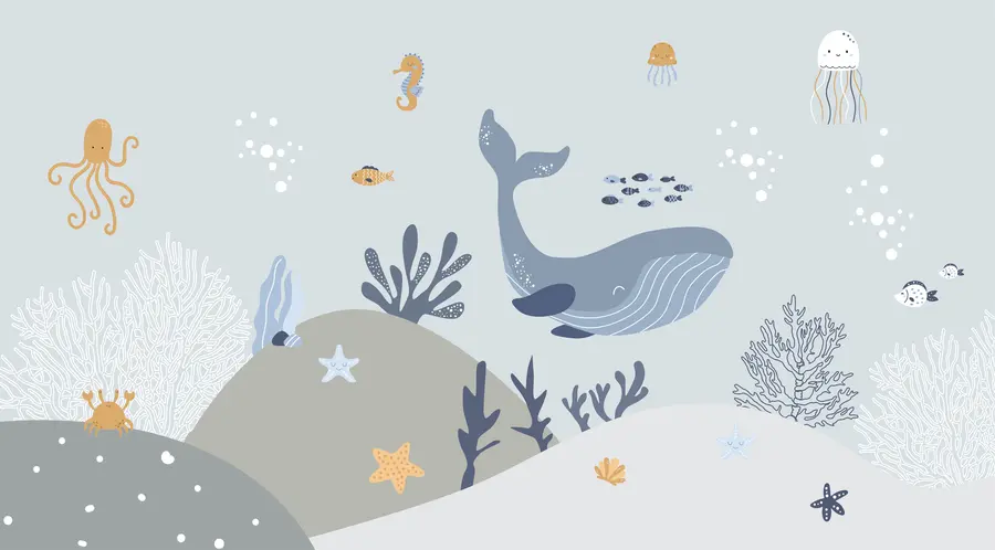 murales de pared Vida marina, ballena linda u94308