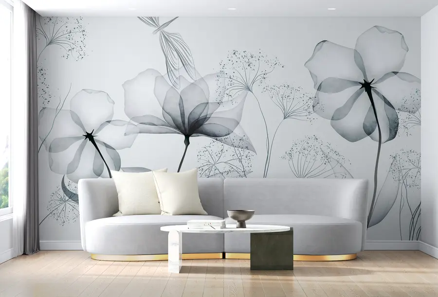 murales de pared Flores y plantas en estilo acuarela u94319