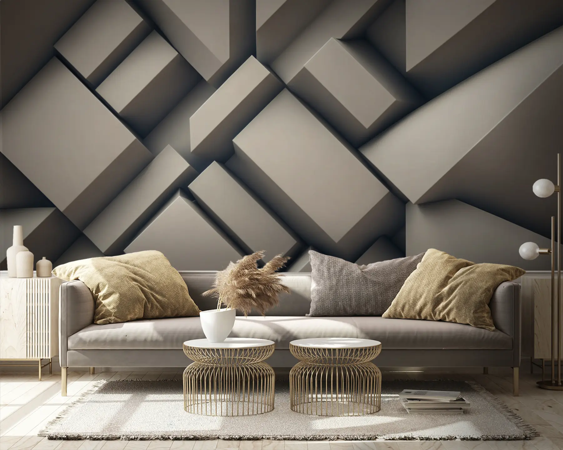 murales de pared Formas 3D abstractas crema u94719