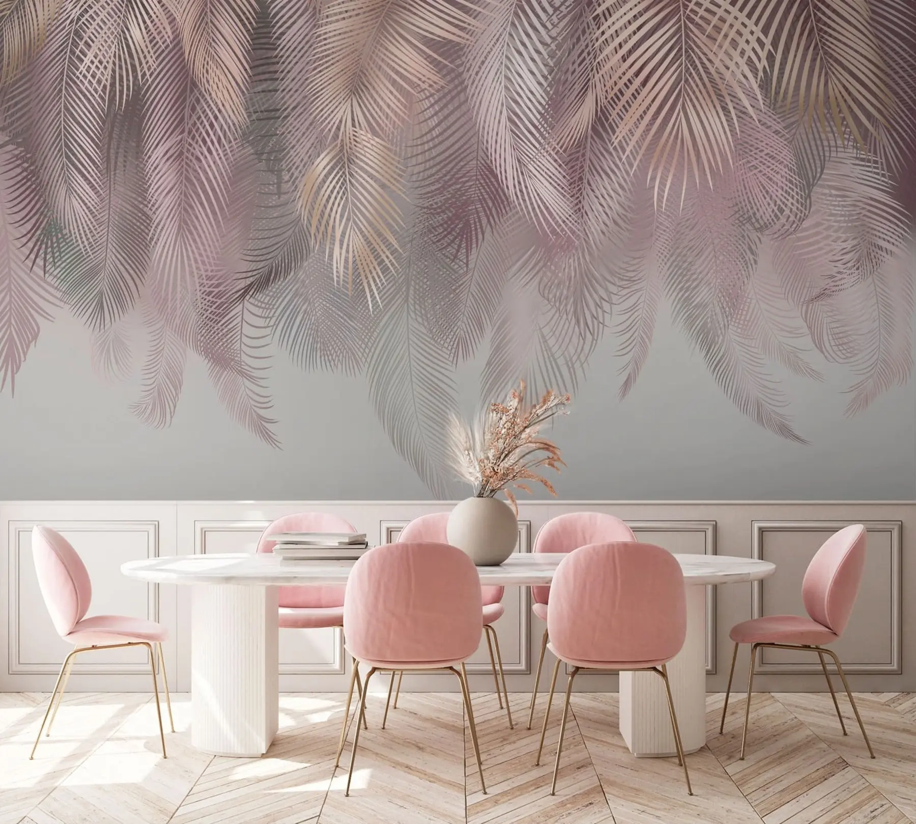 murales de pared Hojas de palmera rosas u94375