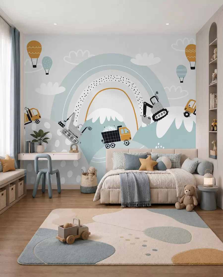 murales de pared Constructores entre colinas u95046