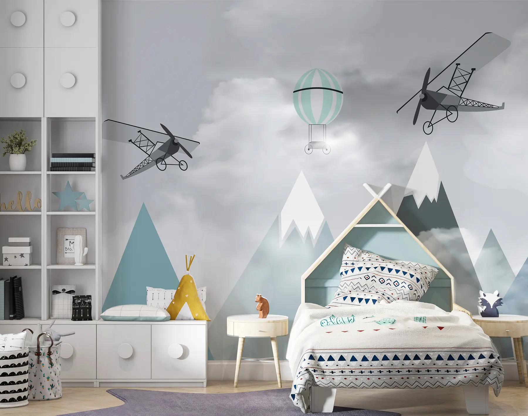 murales de pared Montañas, aviones, globos u95370