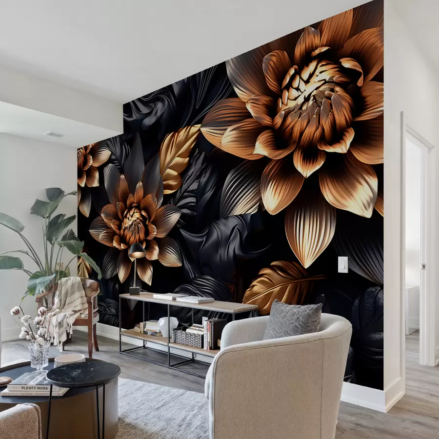 murales de pared Flores voluminosas negras u95244
