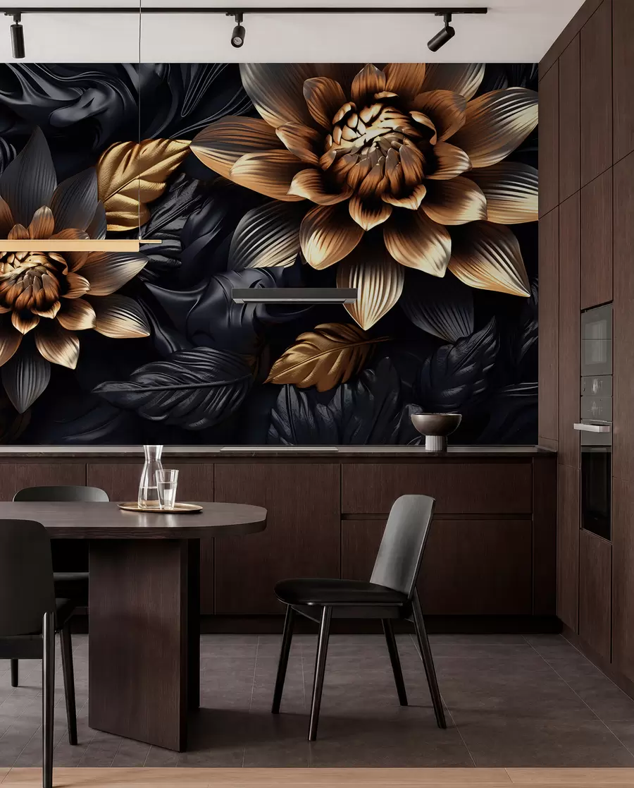 murales de pared Flores voluminosas negras u95244