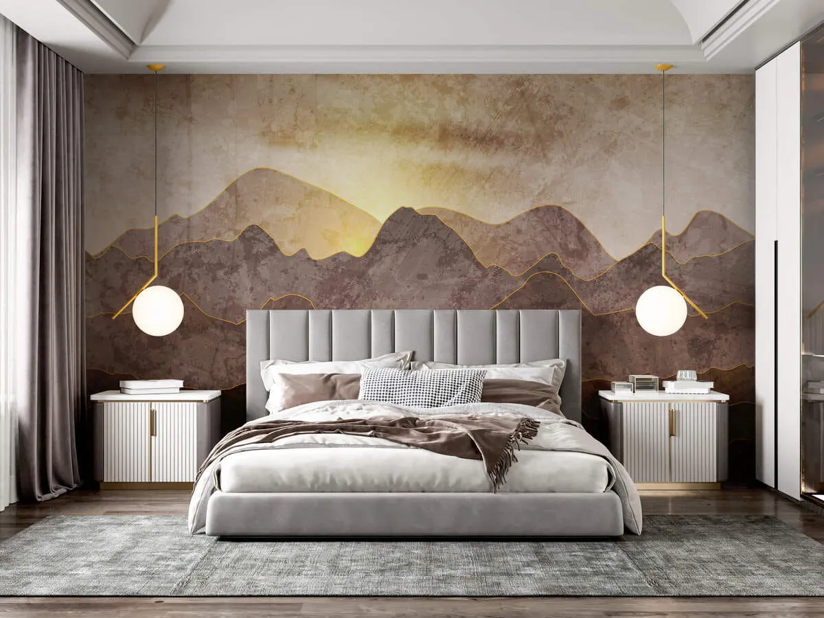 murales de pared Paisaje con picos de montaña u94314
