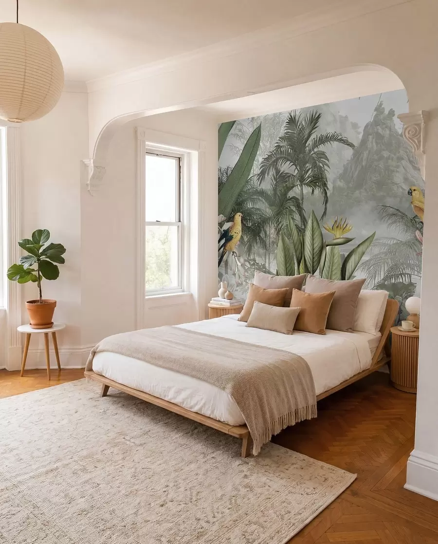 murales de pared Tapiz de hojas tropicales u95396