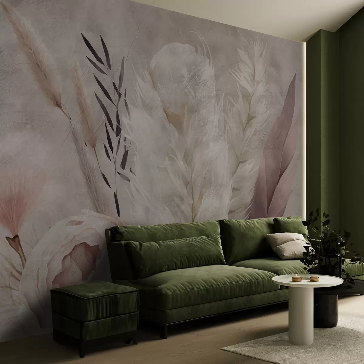 murales de pared Composición de plumas y flores. u95403