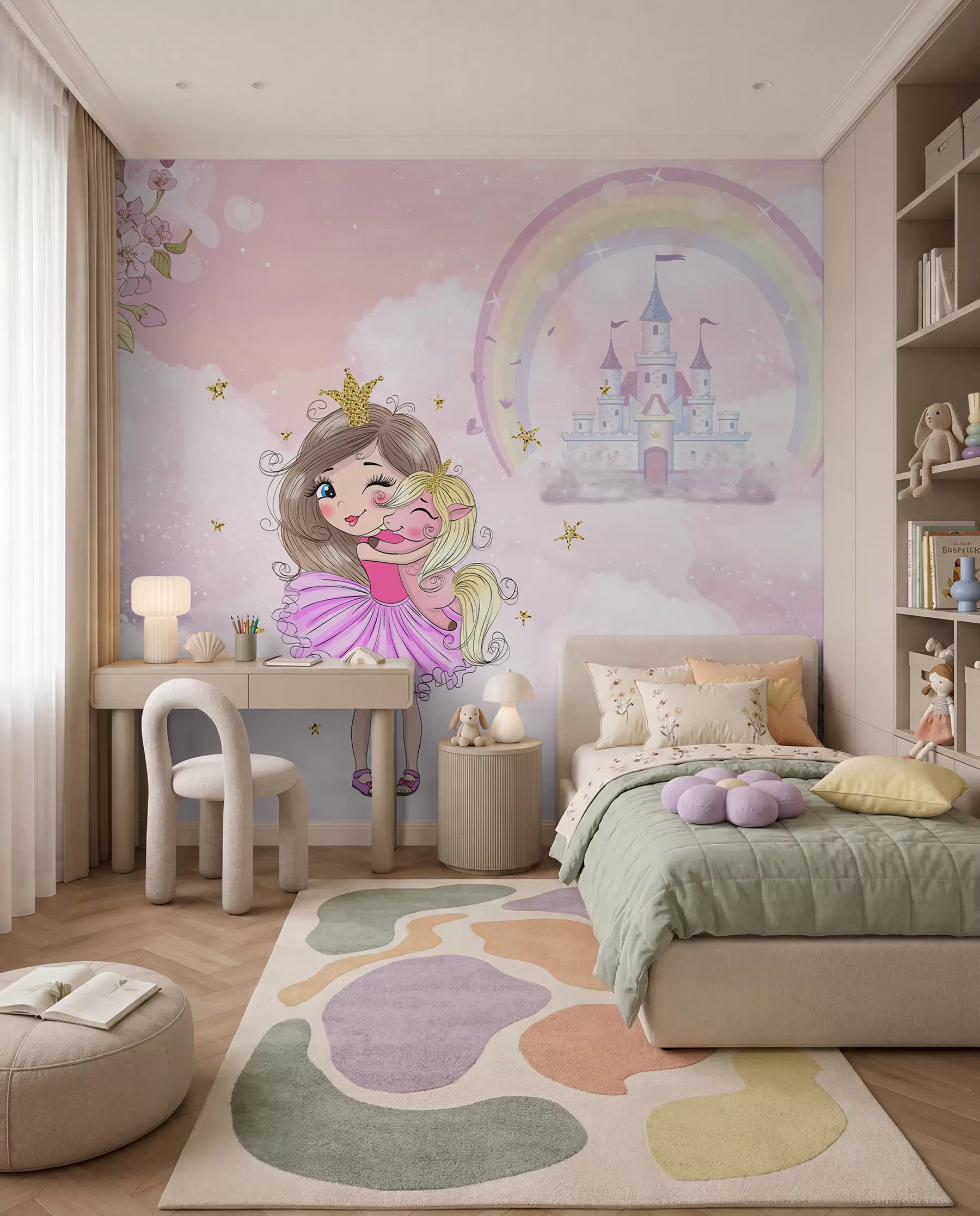 murales de pared La princesa y su unicornio u95401
