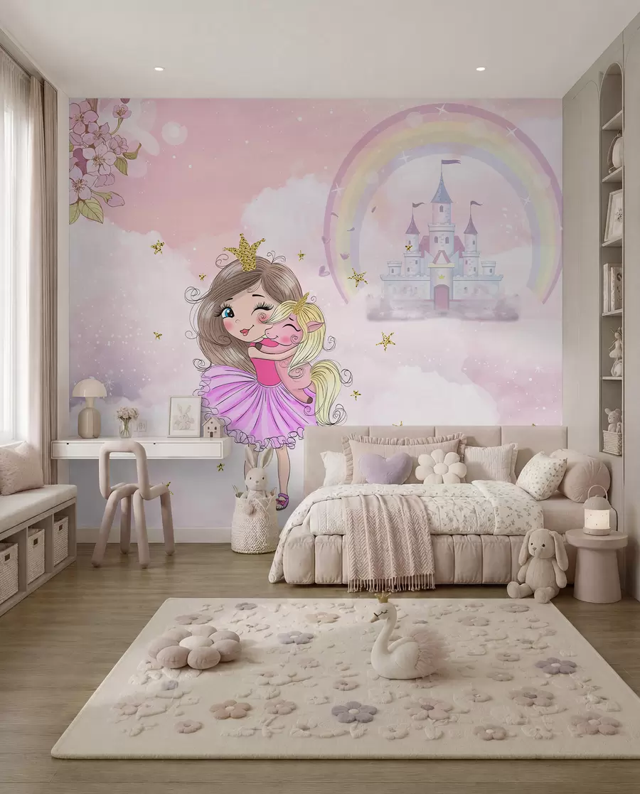 murales de pared La princesa y su unicornio u95401