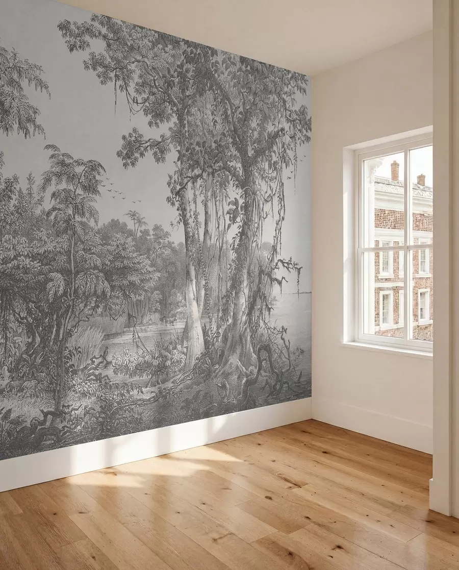 murales de pared Paisaje forestal con estilo vintage u95795