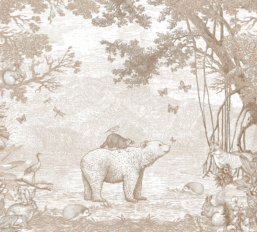 murales de pared Bosque de hadas con animales adorables u95425