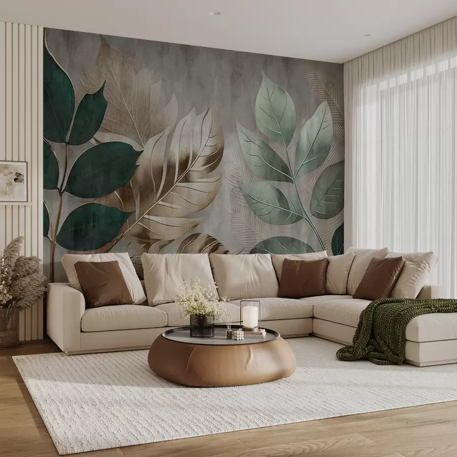 murales de pared Hojas sobre fondo texturizado u94827