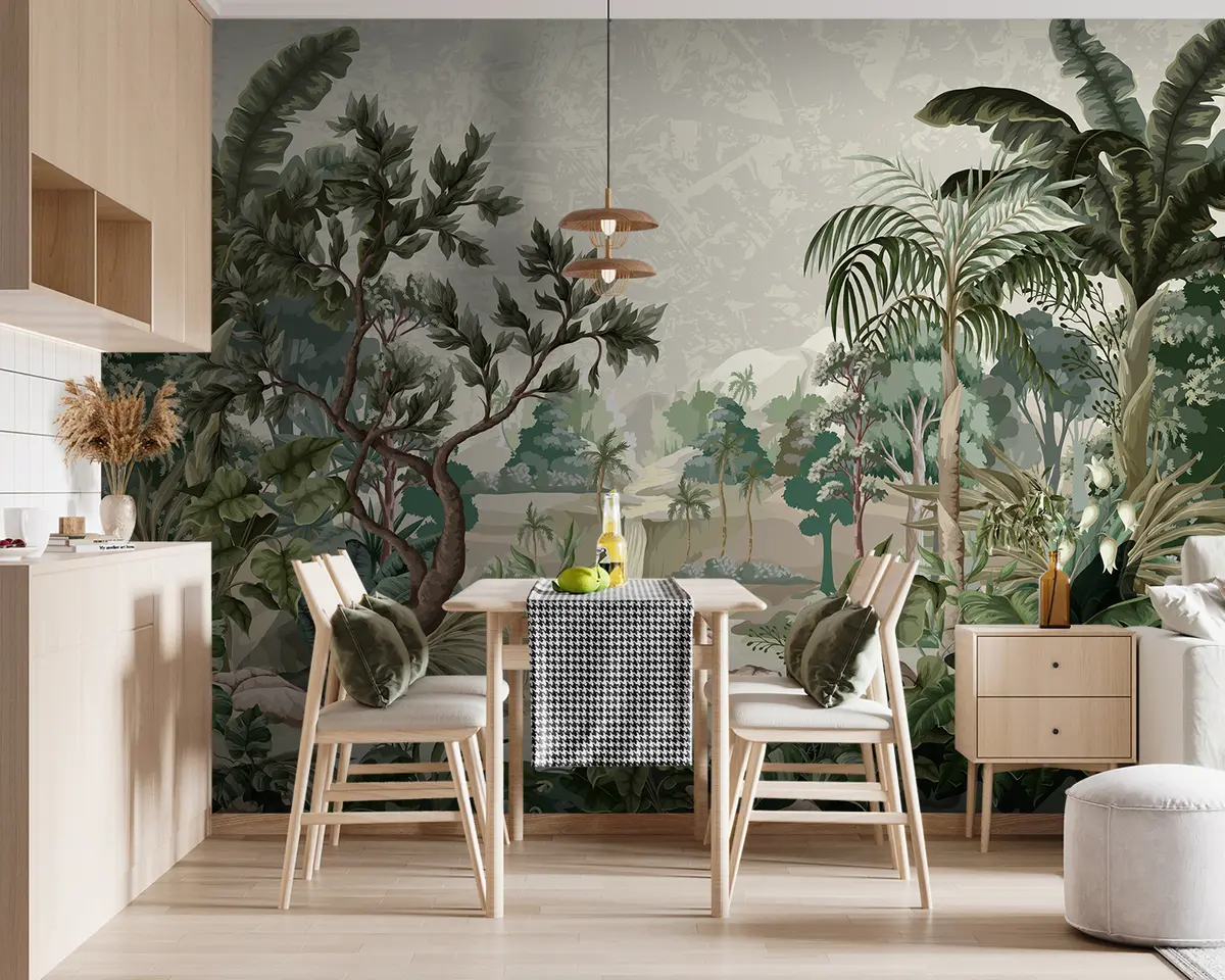 murales de pared Selva con rio y palmeras u95915