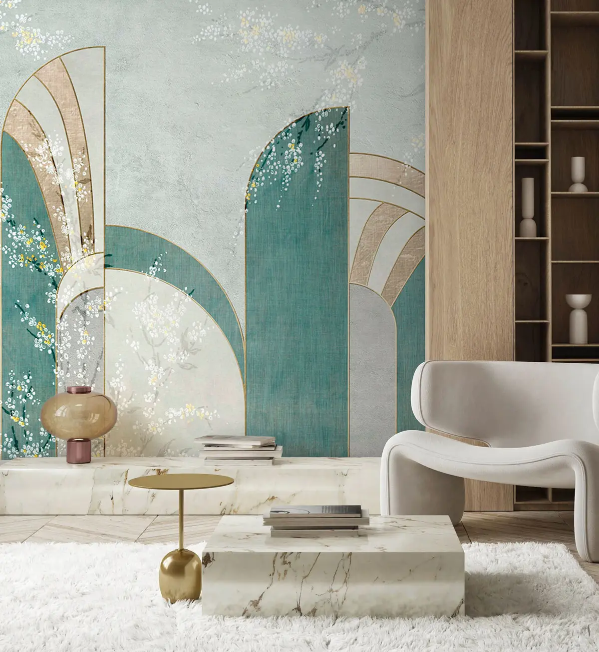 murales de pared Ramas florales que aparecen entre los paneles. u96316