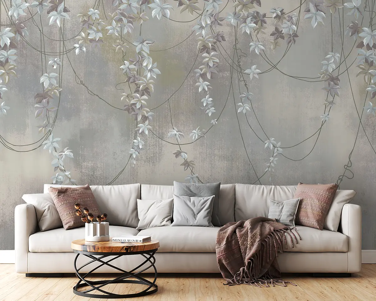 murales de pared Ramas colgantes con hojas y flores. u95926