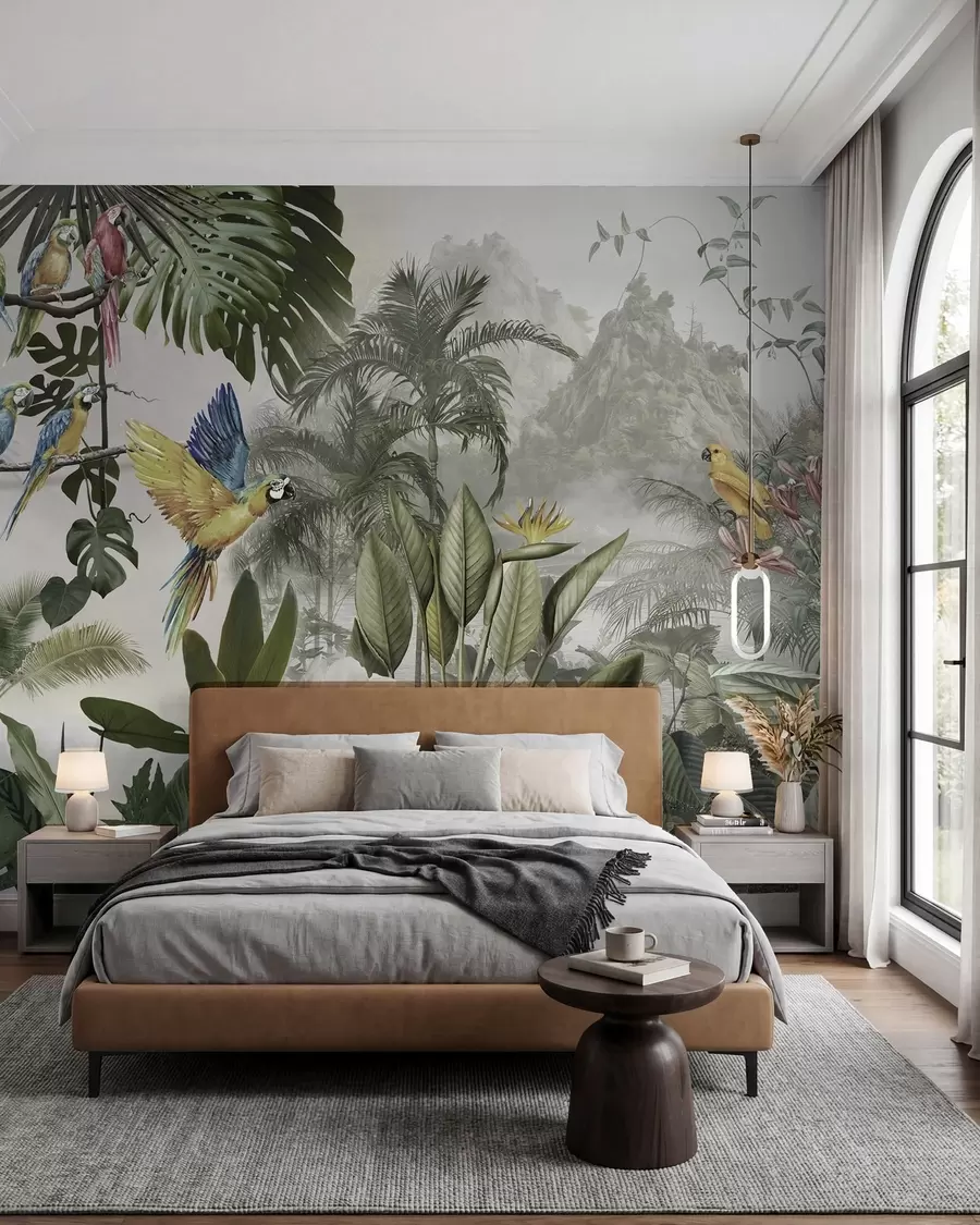 murales de pared Loros en la selva tropical u95693